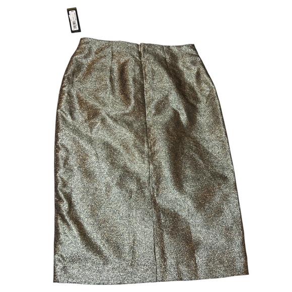 Worthington Gold Pebble Metallic Shimmer Pencil Holiday Celebration Classy Skirt - Picture 4 of 15